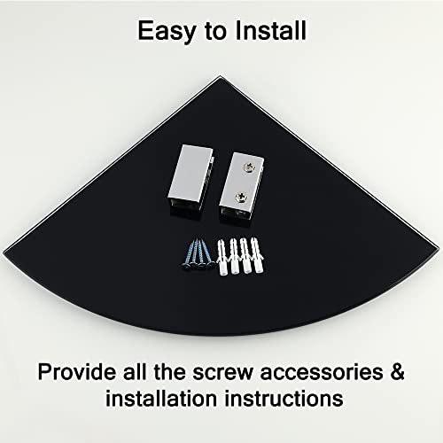 Sayayo Glass Corner Shelf For Wall, Tempered Floating Glass Shelves For Bathroom 1 Pack, Black #TOP7