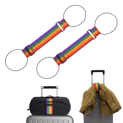 Image of HASTHIP 2Pcs Rainbow Luggage Binder Strap, Fashion Travel Wide Stretchy