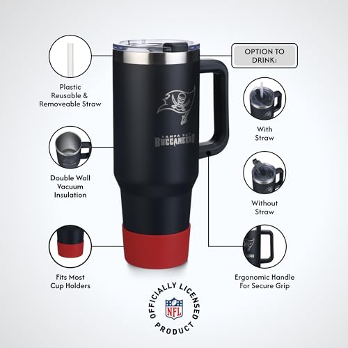 Image of The Memory Company Officially Licensed NFL - Tampa Bay Buccaneers 46oz Game Day Tumbler with Laser Engraved Team Logo