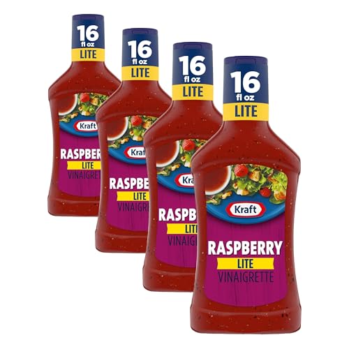 Image of Kraft Lite Raspberry Vinaigrette, 16 fl oz Bottle (Pack of 4)