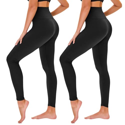 High Waisted Leggings for Women - No See Through Tummy Control Cycling Workout Yoga Pants with Pockets Reg & Plus