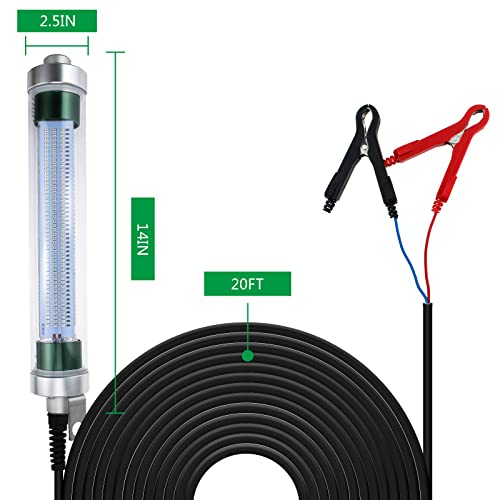 Xinhaohang Led Fishing Light,Ice Or Night Fishing Lights,Battery Clip 12V Ip68 6M,Underwater Submersible Lure Lamp,Attractants For Squid,Crappie,For Dock,Fresh & Salt Water(100W 10000Lm) #TOP4