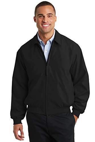 Port Authority Men's Casual Microfiber Jacket L Black/Solid Pewter Lining Iowa 