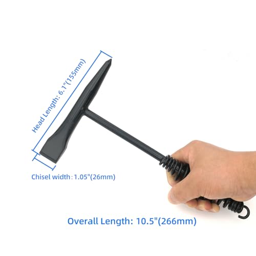 Image of VASTOOLS Welding Chipping Hammer with Coil Spring Handle,10.5 inch,Cone and Vertical Chisel,11 inch Wire Brush