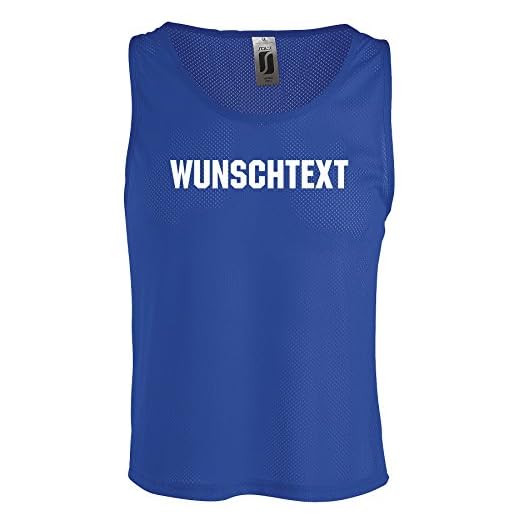 Nashville print factory Details zu Leibchen Bedruckt mit Wunschtext Fußball Training Netzhemd Markierungshemd Weste (Blau, XL)