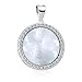 Produktbild MATERIA Perlmutt Anhänger rund weiß - Kettenanhänger Silber 925 Damen Zirkonia Muschel in Box KA-456-W_ohne Kette