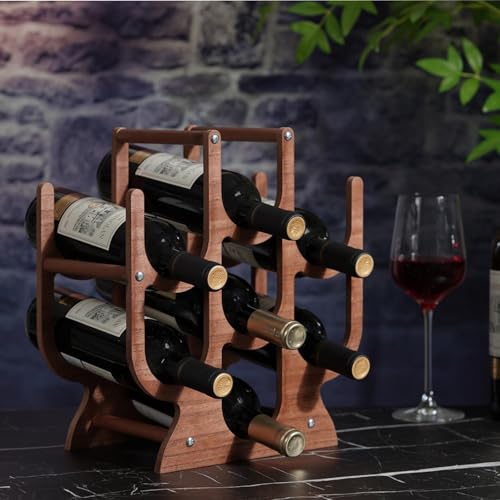 Soporte para 7 botellas de vino de madera oscuro miniatura 6