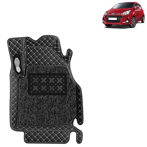 Image of KINGSWAY Accessories Premium 7D Car Foot Mats Only Compatible with Hyundai Grand I10 (Year 2017 to 2019) All Model, Set of 3 Pcs, 100% Waterproof & Washable Luxury 7D Car Floor Mats, Classic Black
