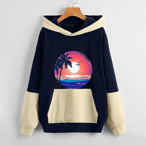 Amikadom Moletom feminino azul real com capuz de manga comprida com capuz para meninas adolescentes