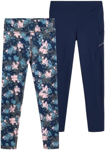 Eddie Bauer Girls' Leggings - 2 Pack Athletic Yoga Pants - Active Workout Dance Tights with Pockets for Girls (XS-XL), Size Large, Assorted Colors - 1