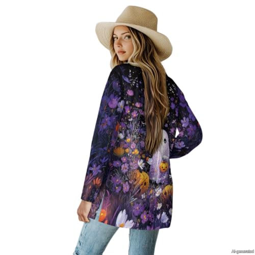 Image of Forchrinse Red Ladybug Cardigan for Women Causal Long Sleeve Open Front Cardigans Sweater Fashion 2024 Fall Coat with Pockets