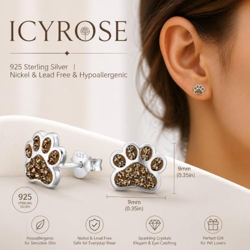 Image of 925 Sterling Silver Paw Print Stud Earrings (Choose Your Style) (Nickel Free)