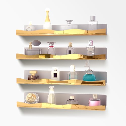 YMVV 15.7 in Large Golden Reflective Acrylic Mounted Floating Shelf,