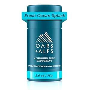 Oars + Alps Aluminum Free Deodorant for Men and Women, Dermatologist Tested and Made with Clean Ingredients, Vegan, Travel Size, Fresh Ocean Splash, 1 Pack, 2.6 Oz