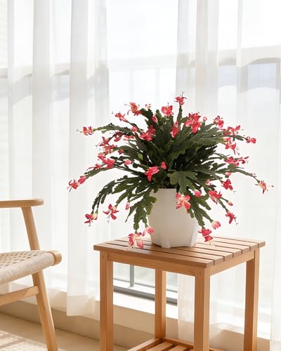 Leflos Schlumbergera truncata Artificial, Cactus de Navidad, 2 uds. Rojas