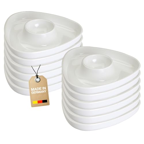 Westmark Coquetiers 12 pièces – Coquetiers triangulaires à Large Bord pour Bol et cuillère, empilables et Peu encombrants, Plastique de Haute qualité, Tri, Blanc, 207022E3