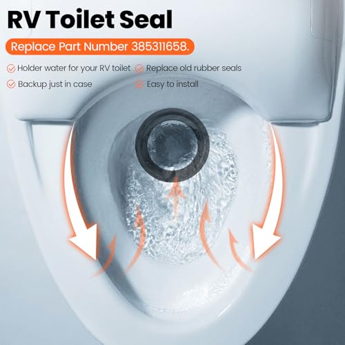 Image of HINZIC 4pcs RV Toilet Seal, Rubber Replacement Flush Ball Seal Gasket Kits, 385311658 RV Toilet Sealing Parts Compatible with Dometic 300 /310 /320, for Water Leakage, Odor Problem