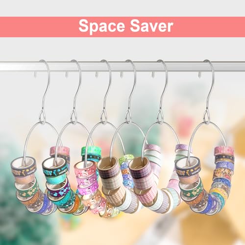 Image of Washi Tape Storage Organizer, Washi Tape Storage Ring with Large Hook, Office Home Closet Organizer, 6 Inches Ring-2 Pack