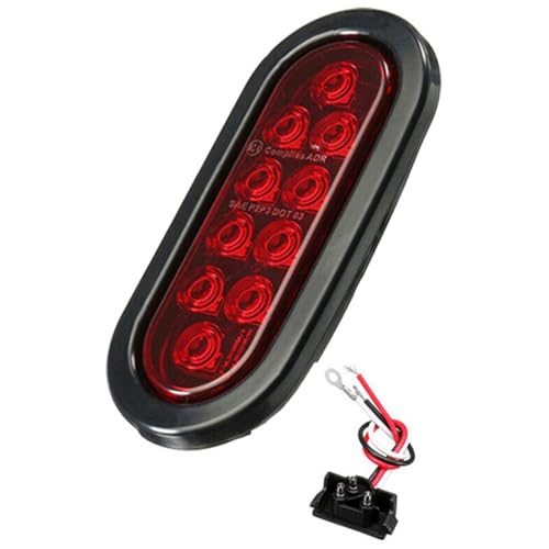 UDSKNV[KSL Bombillas Ovaladas 10 LED para AutomóVil, Luces de Freno con Enchufe, Luces de SeñAl de 12 V, Universales para la MayoríA de los AutomóViles, Camiones, Remolques, Color Rojo