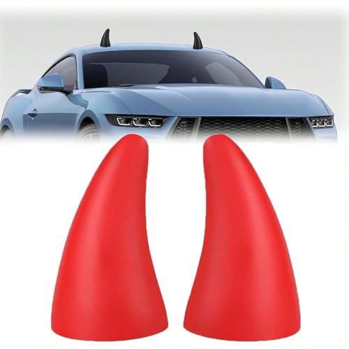 Premium 4 Pcs Magnetic Car Devil Horns 2 Black 2 Red 3D Roof Decoration Auto Exterior Accessory Anti Collision Protector Halloween (2 Black+2 Red)