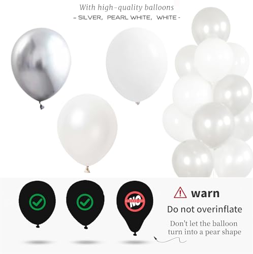 Image of Balloon Column Kit for Floor-Balloon Columns with Stand, Base and Pole,Balloon Tower Backdrop Decoration for Wedding, Baby Shower, Birthday Party, or Bachelorette Parties (Silver White)