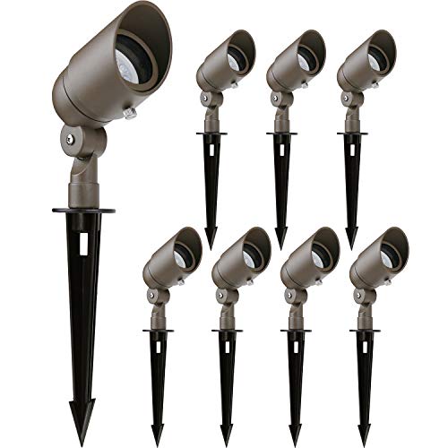 Weekly Top Sale Doluck 4W LED Landscape Lighting Landscape Lights Spotlights GL103-BZLED8 AC/DC 12V Low Voltage Warm White Waterproof for Driveway,Yard, Lawn,Patio,Walls,Trees,Flags,Outdoor Light (Bronze, 8 Pack)