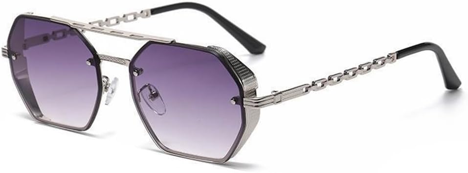 Men's Polygonal Sunglasses Retro Gradient Metal Frame Outdoor Driving Sunnies