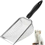 Apidgrowth Cat Litter Scoop - Long Handle Scooper, Rustproof Stainless Steel Mesh, Non-Slip Grip, Deep Shovel Sifter for All Litter Types, Easy Clean Kitty Waste Litter for Litter Box
