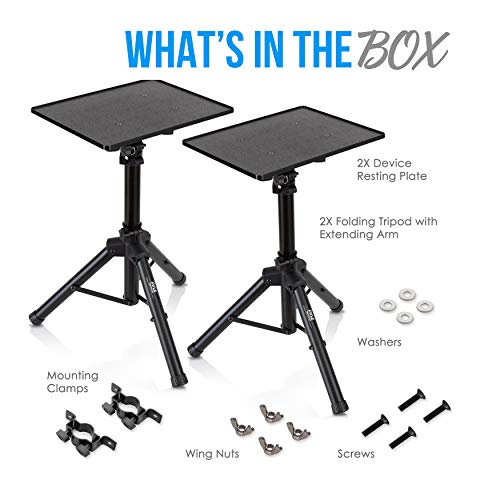 Pyle Laptop Projector Tripod Stand - 2 Pcs Computer, Book, Dj Equipment Holder Mount Height Adjustable Up To 52 Inches W/ 20'' X 16'' Plate Size - Perfect For Stage Or Studio Use - Pyle Plpts4X2 #TOP6