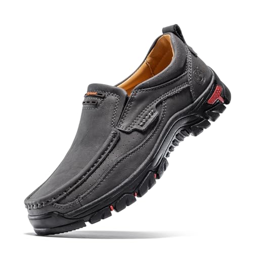 FLYLAND Basic 1.0 Mocassini Moda Uomo Vintage Classici In Pelle Stivaletti Chukka Fatti A Mano Stivali Quotidiani Casual Lavoro Ufficio Scarpe Da Guida Scarpe, Y Grigio, 44.5 EU