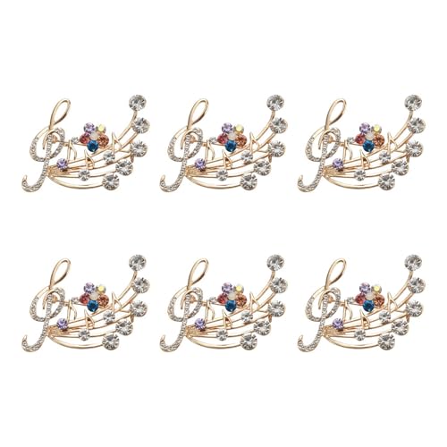 Broche de musique clé de sol en strass pour dames | Lot de 6 pièces élégantes