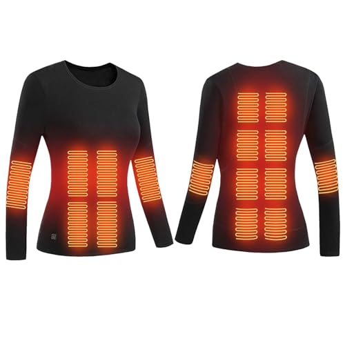 Ylightn Maglietta Termica Riscaldata, Canottiera Strato Base Riscaldate Elettriche USB a Maniche Lunghe, con 3-Temperatura Controllo per Uomo Donna Caccia, Sci, Camping, Moto