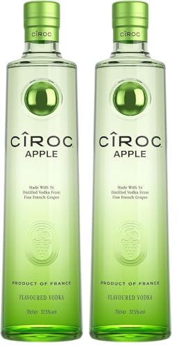 Cîroc Apple Vodka, 37.5% vol, 70cl, Sabor a Suculentas Manzanas Verdes, Toques de Vainilla y Cítricos (Paquete de 2)