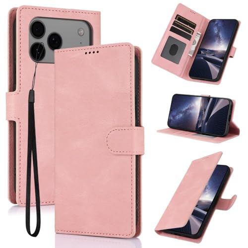 Étui en cuir iPhone 13 Mini rose, la protection rétro haut de gamme à clapet aimanté