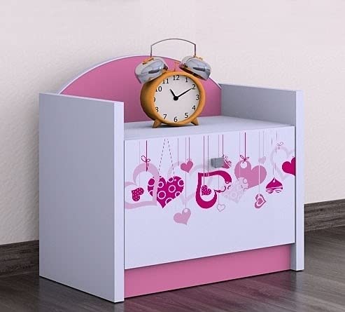 HappyBabies BDW Nachttisch/viele Farben - EIN einfacher Nachttisch, der für jedes Bett und Schlafzimmer geeignet ist/Kinderzimmer/Kinderbett/VIELE Motiv - 40 x 44 x 34 cm (B/H/T)