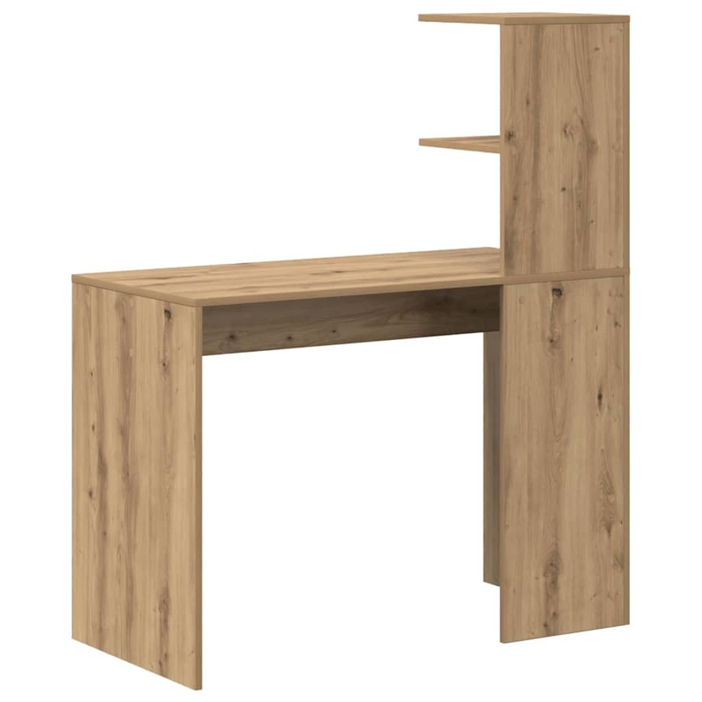 Scrivania in legno di rovere Artisan, 102 x 50 x 124 cm, con ripiano, moderno tavolo da ufficio per casa e studenti, autoportante, compatto