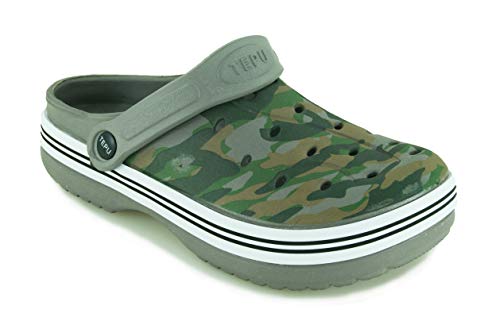 TEPU | Zuecos Clog para Hombre Confort Design Calidad | Marrón | Gris | Khaki | Tallas: 40-45 (42 EU, Gris)