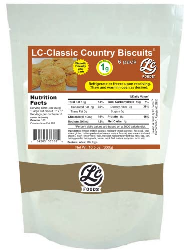 Low Carb Foods Country Biscuits | 100% All Natural Ingredients |Best Fresh Baked |No Sugar Diabetic Friendly | High Protein And Fiber | Artificial Sweetener Free | Tastes Great (6 Pack) #TOP1