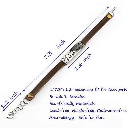 Unqjry Inspirational Vintage Stretch Leather Bracelet For Women Teens Engraved Ornamentjewelry Gift God Is Within Her She Will Not Fall #TOP3