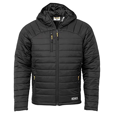 JCB Trade Mens Black Lightweight Showerproof Padded Jacket Puffer Coat Parka (X-Large) Cover
