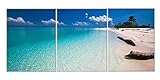 Canvas Wall Art Blue Sky Sea Beach Sands - 3 Pieces Contemporary Pictures Canvas Painting Modern Artwork for Home Decoration Framed Ready to Hang