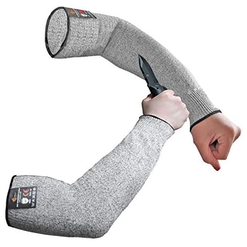 Evridwear 1 Pr/Pack Cut Resistant Sleeves for Arm Work Protection Safety in EN388 Level 5, Anti-Puncture Choice With or Without Thumb Hole. 1 pair/pkg. 4 sizes (Medium, No Thumb Hole) Cover