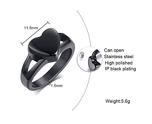 Xuanpai Bracelet Stainless Steel Heart Ash Holder Ring Cremation Urn Memorial Keepsake For Ashes Band For Women Girl,Size 8 #TOP1