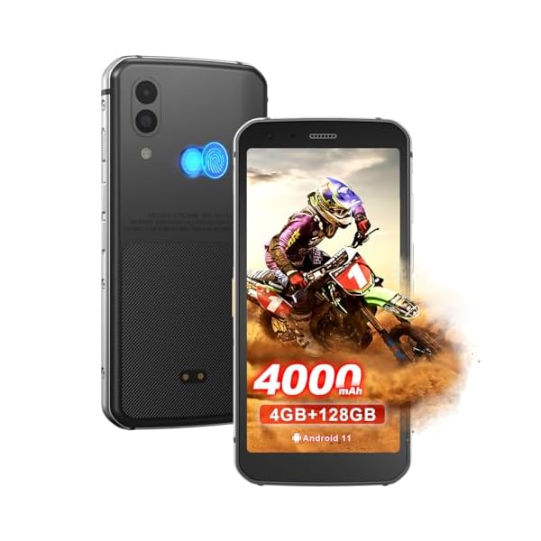 Unifone S62 Unlocked Rugged Cell Phone (128GB, 4GB) 5.7" IP68 Waterproof Android Smartphone, 12MP Dual Camera, All Day Battery, NFC, Fingerprint Unlock, Snapdragon 660 Nano Slot(Black)
