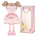 Gloveleya Bambola di Rag Bambolina Regali Ragazza Bambola Peluche Bambola Morbida Ragazza Ciliegia Cherry Ragazza Rosa 36 CM con Scatola Regalo