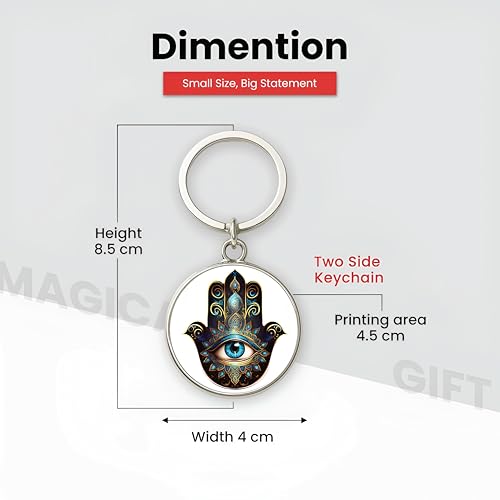 Image of MG | Protective Evil Eye /Spiritual Symbols /Om /Motivational Keychains | Double-Sided Metal Key Ring | Good Luck and devine Charm for Car, Bike, Home & Office
