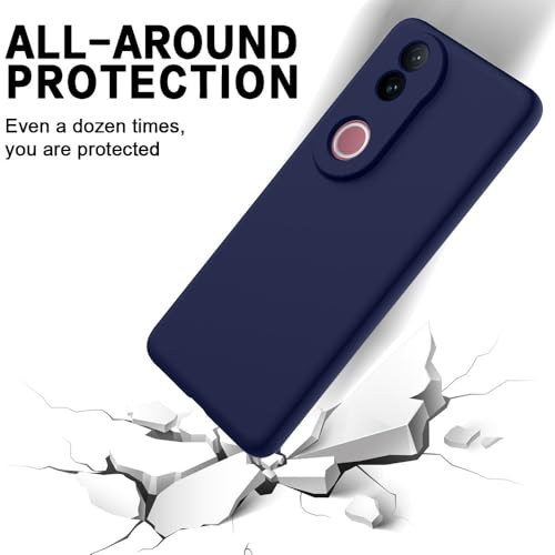 Image of Back Cover for Vivo V50 5G / V50e 5G / T4R 5G | Full Camera Protection | Premium Liquid Silicon Case | Flexible Bumper Case for Vivo V50 5G / V50e 5G / T4R 5G / iQOO Z10R 5G (Dark Blue)