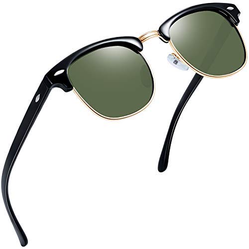 ARZONAIClubmaster Square Unisex UV Protected Sunglasses Black Frame, Green Lens (Medium) Pack of 1