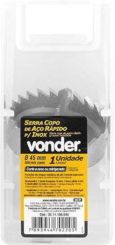 Serra Copo De Aço Rápido, 45 Mm, Para Inox, Vonder.