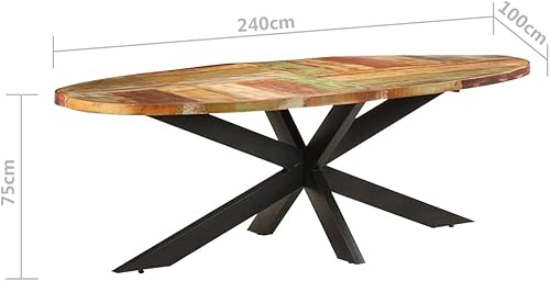 Miniatura 7 de 94.5 inch Oval Dining Table Reclaimed Wood Kitchen & Dining Room Furniture Rustic Industrial Weathered Finish Seats 8 for Family Gatherings, Modern